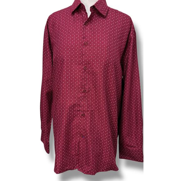 Nine West Mens Slim Fit Red Button-Down Shirt Size XL - Picture 2 of 10
